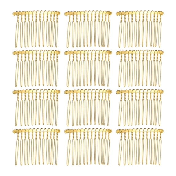 Unique Bargains 12 Pcs No Slip Hair Side Combs Accessories Metal 2" Gold