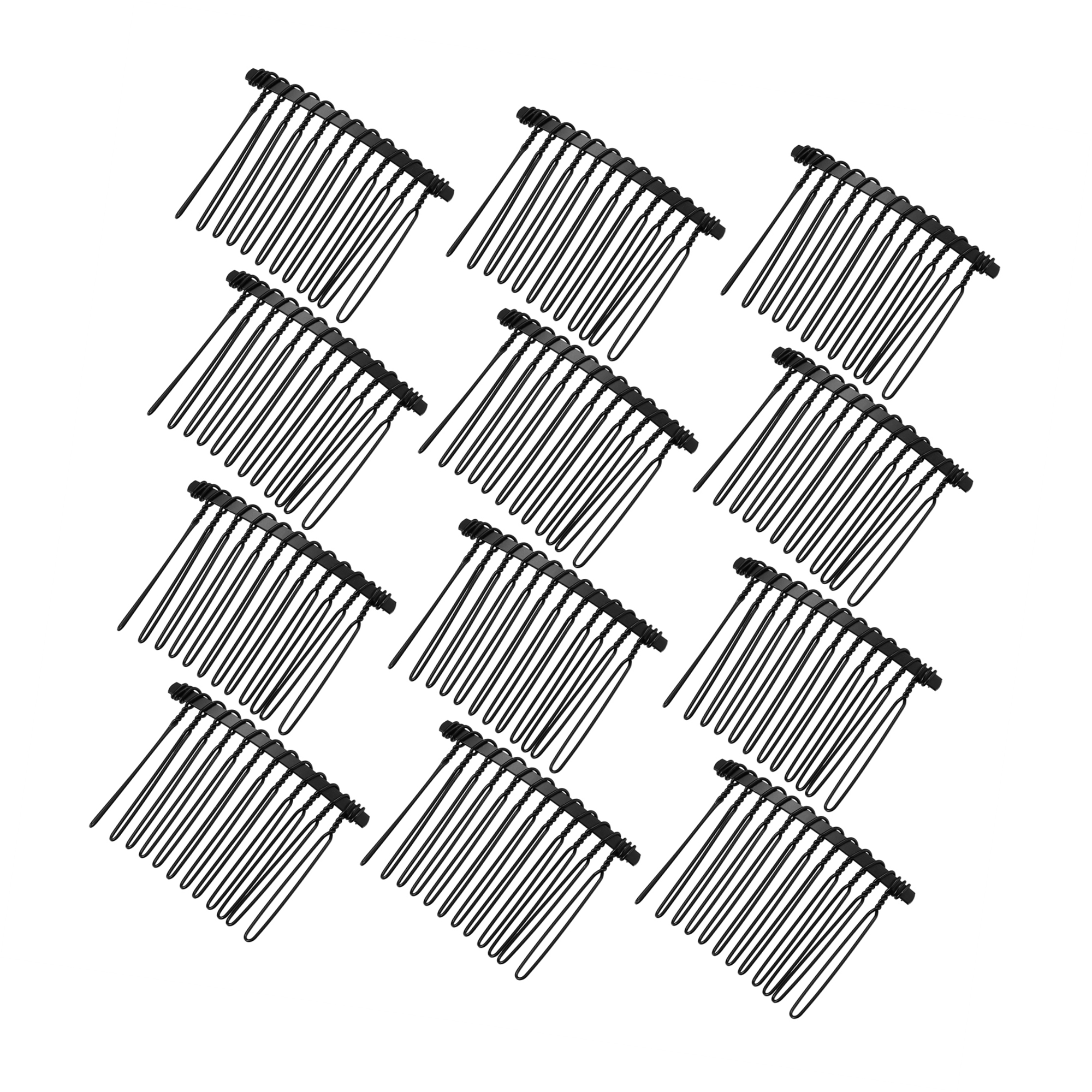 Unique Bargains 12 Pcs No Slip Hair Side Combs Accessories Metal 2