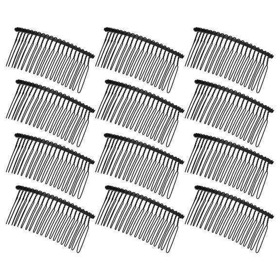 Unique Bargains 12 Pcs No Slip Hair Side Combs Accessories Metal 3" Black