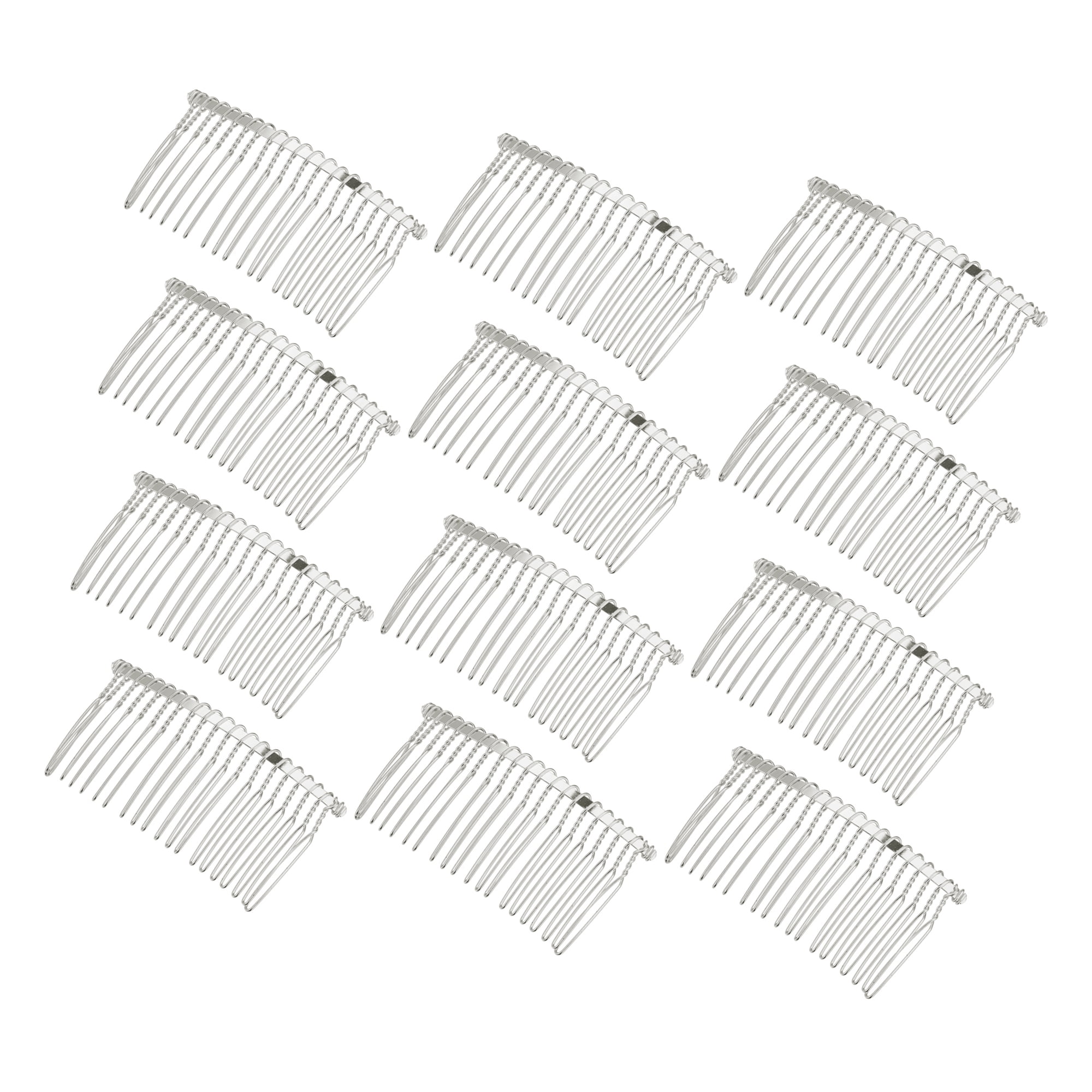 Unique Bargains 12 Pcs No Slip Hair Side Combs Accessories Metal 3" Silver Tone