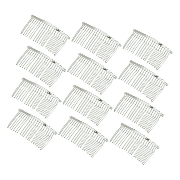 Unique Bargains 12 Pcs No Slip Hair Side Combs Accessories Metal 3" Silver Tone