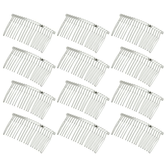 Unique Bargains 12 Pcs No Slip Hair Side Combs Accessories Metal 3" Silver Tone