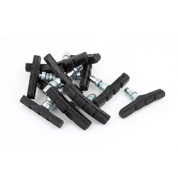Unique Bargains 12 Pcs Soundless Rubber Bike Brake Pads Replacement for Mountain Bicycle Silver Tone Black
