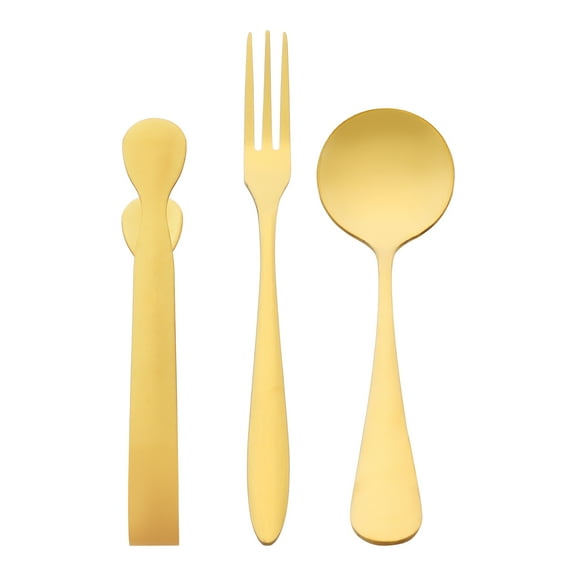 Unique Bargains 12 Pcs Stainless Steel Flatware Set Mirror Polished Cutlery Gold