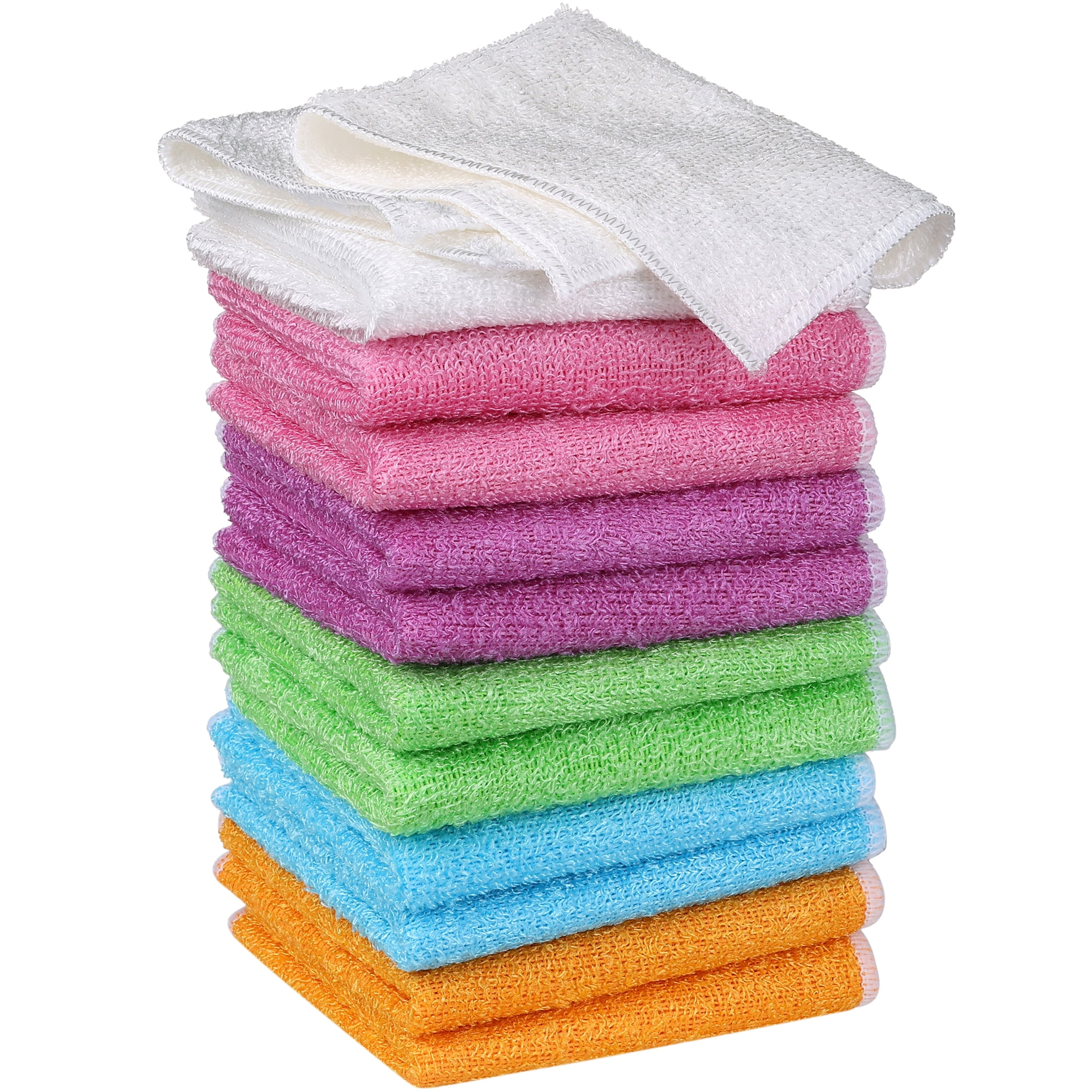 Unique Bargains 12 Pcs Wash Cloths Microfiber Absorbent Kitchen Rags Towel Multi 10"x12"
