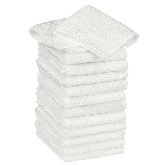 Unique Bargains 12 Pcs Wash Cloths Microfiber Absorbent Kitchen Rags Towel White 7"x9"
