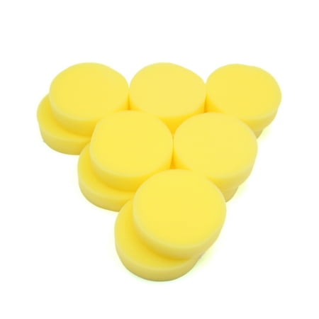 Unique Bargains 12 Pcs Yellow Polish Wax Round Foam Sponges Applicator Pads for Auto Car