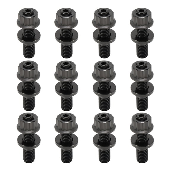 Unique Bargains 12 Set Titanium Alloy Exhaust Manifold Bolt M10 X 45mm Pitch 1.5 Exhaust Manifold Stud Kit Screws Nuts Washers Black