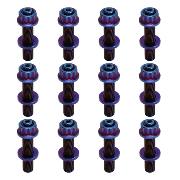 Unique Bargains 12 Set Titanium Alloy Exhaust Manifold Bolt M10 X 54mm Pitch 1.25 Exhaust Manifold Stud Kit Screws Nuts Washers Blue