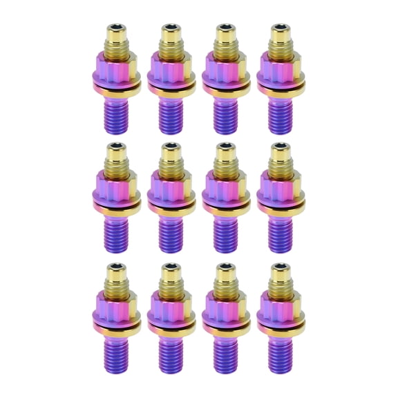Unique Bargains 12 Set Titanium Alloy Exhaust Manifold Bolt M10x45mm Pitch 1.5 Exhaust Manifold Stud Kit Screws Nuts Washers Candy-Colored