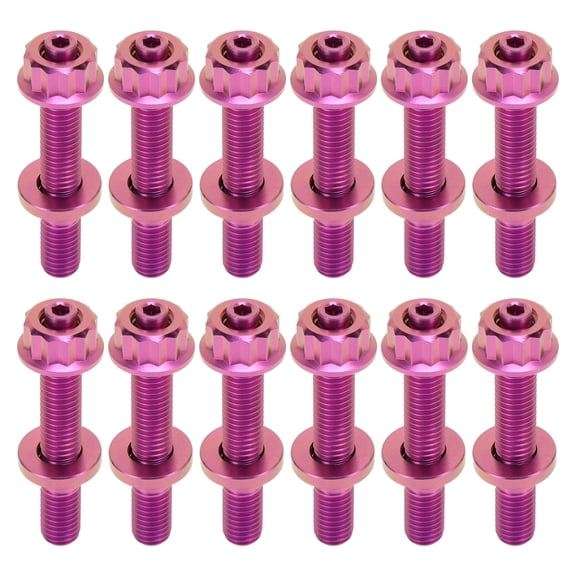 Unique Bargains 12 Set Titanium Alloy Exhaust Manifold Bolt M8x55mm Pitch 1.25 Exhaust Manifold Stud Kit Screws Nuts Washers Purple