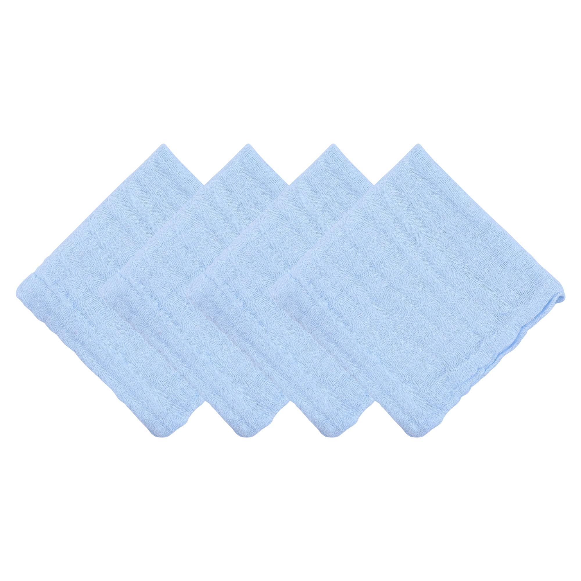 Unique Bargains 12" X 12" Cotton Washcloths Absorbent Reusable Washcloths Blue 4pk