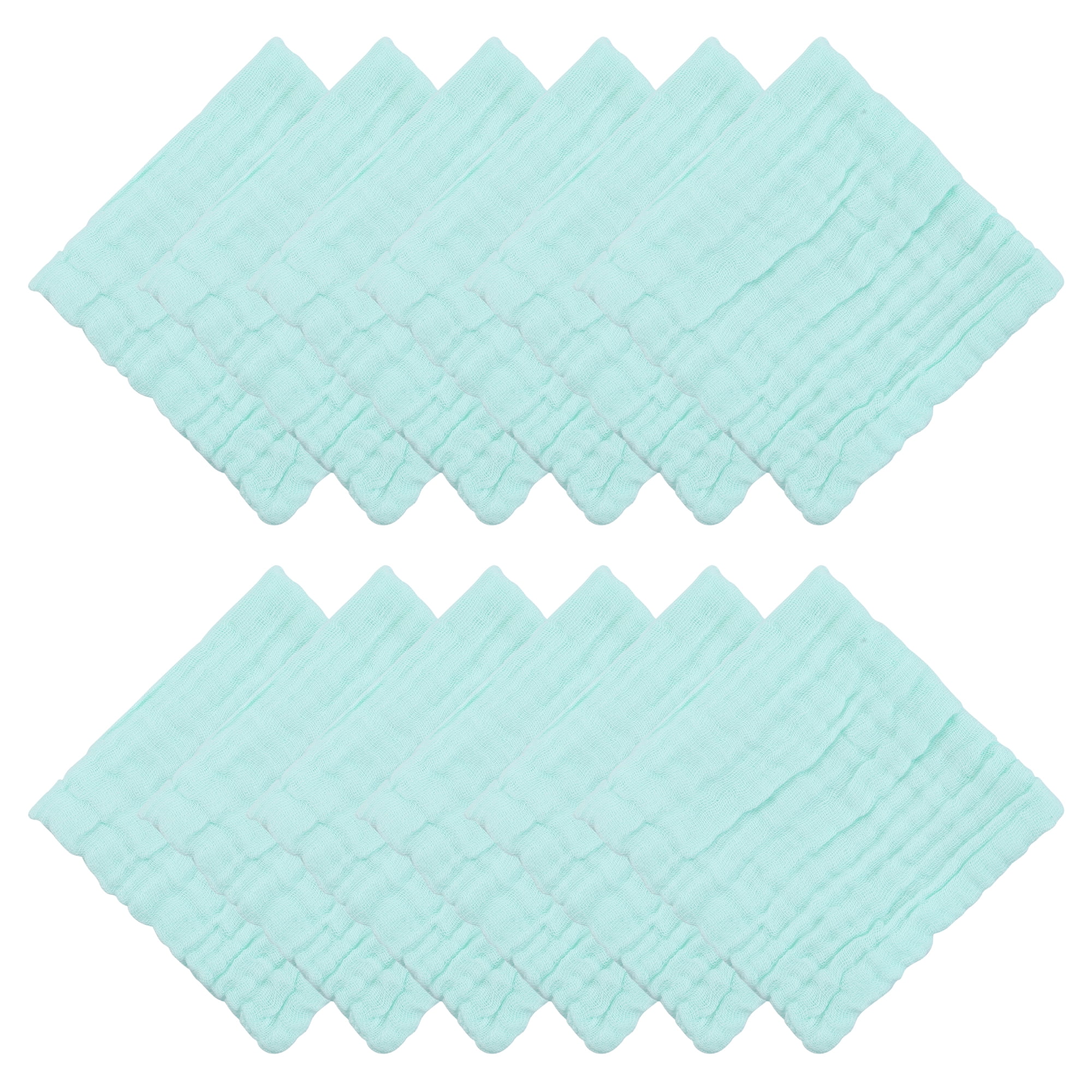 Unique Bargains 12" X 12" Cotton Washcloths Absorbent Reusable Washcloths Green 12pk