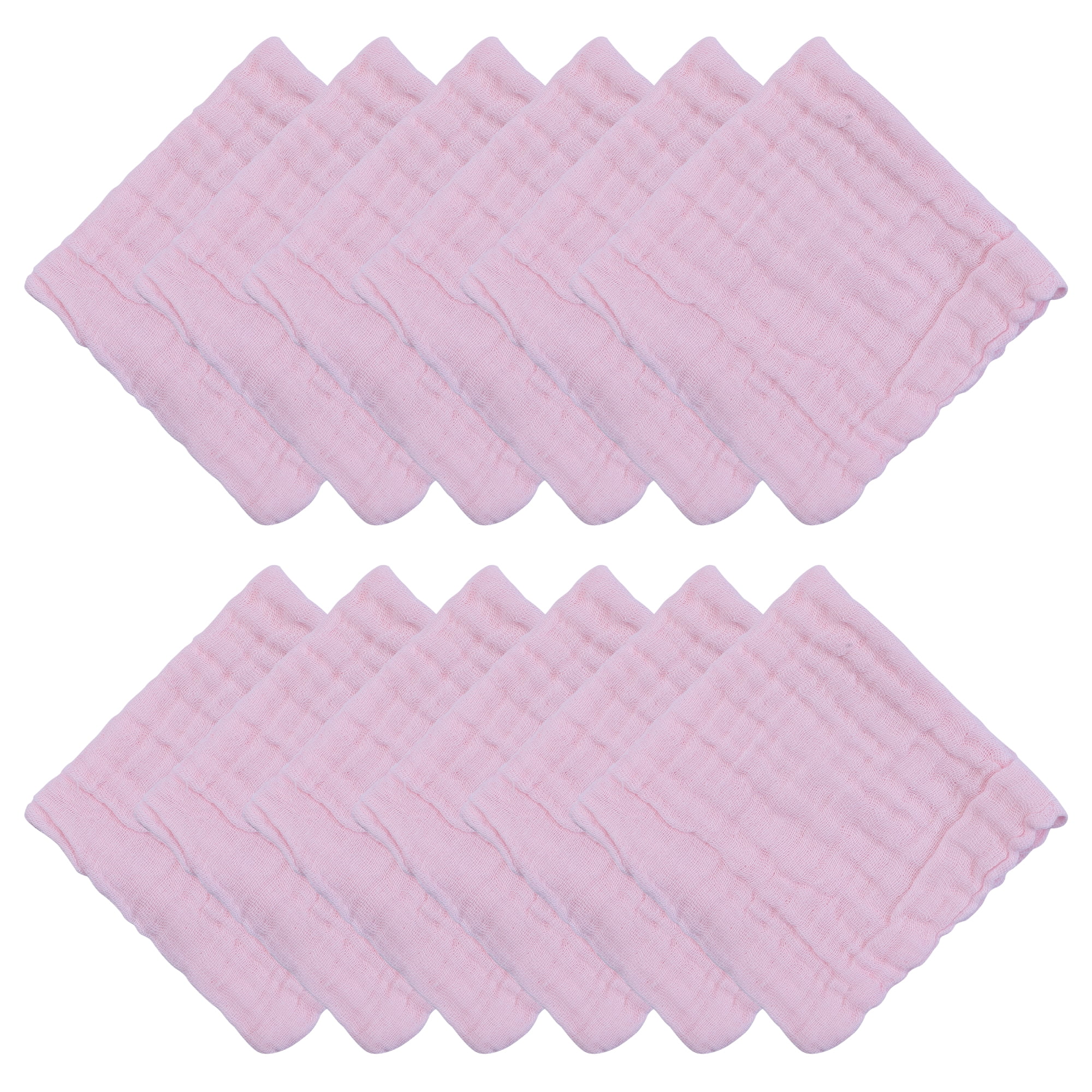 Unique Bargains 12" X 12" Cotton Washcloths Absorbent Reusable Washcloths Pink 12pk