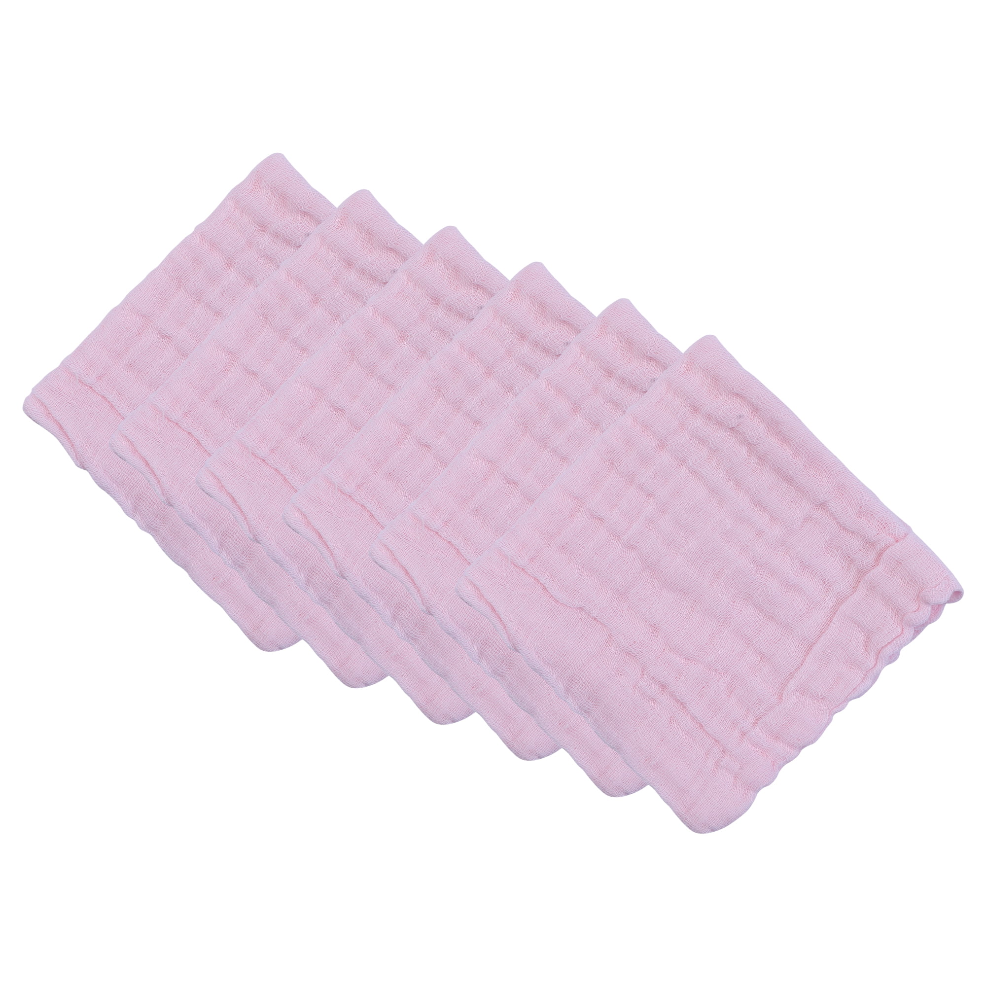 Unique Bargains 12" X 12" Cotton Washcloths Absorbent Reusable Washcloths Pink 6pk