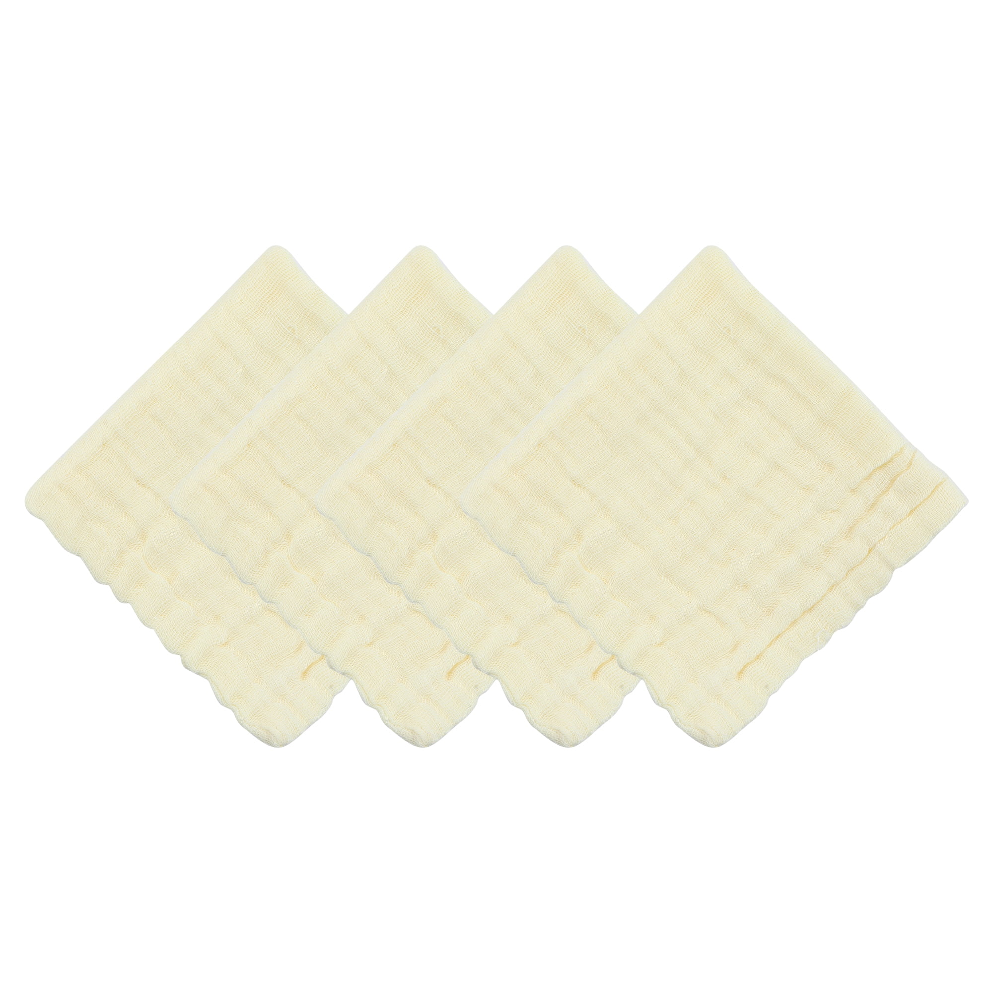 Unique Bargains 12" X 12" Cotton Washcloths Absorbent Reusable Washcloths Yellow 4pk