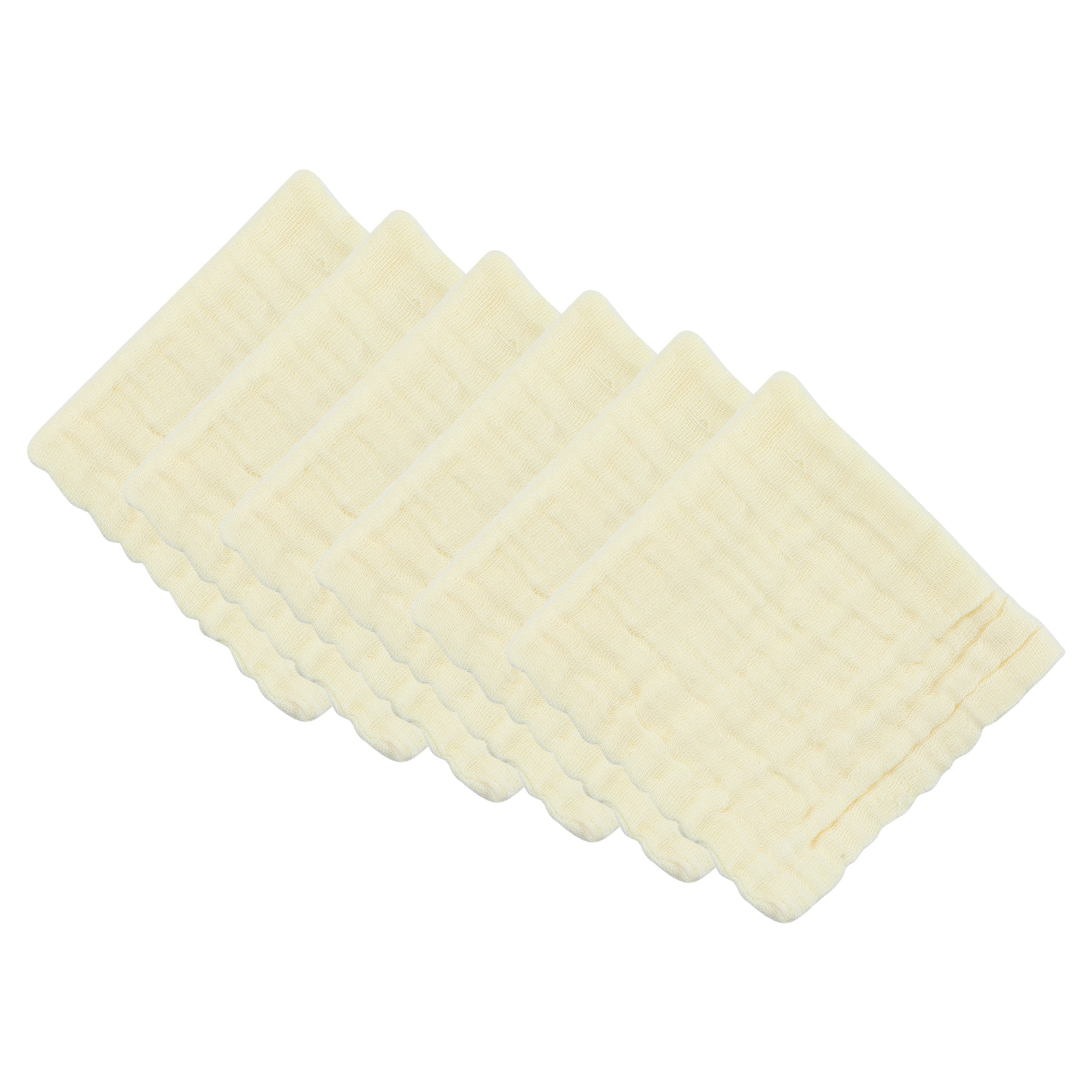 Unique Bargains 12" X 12" Cotton Washcloths Absorbent Reusable Washcloths Yellow 6pk