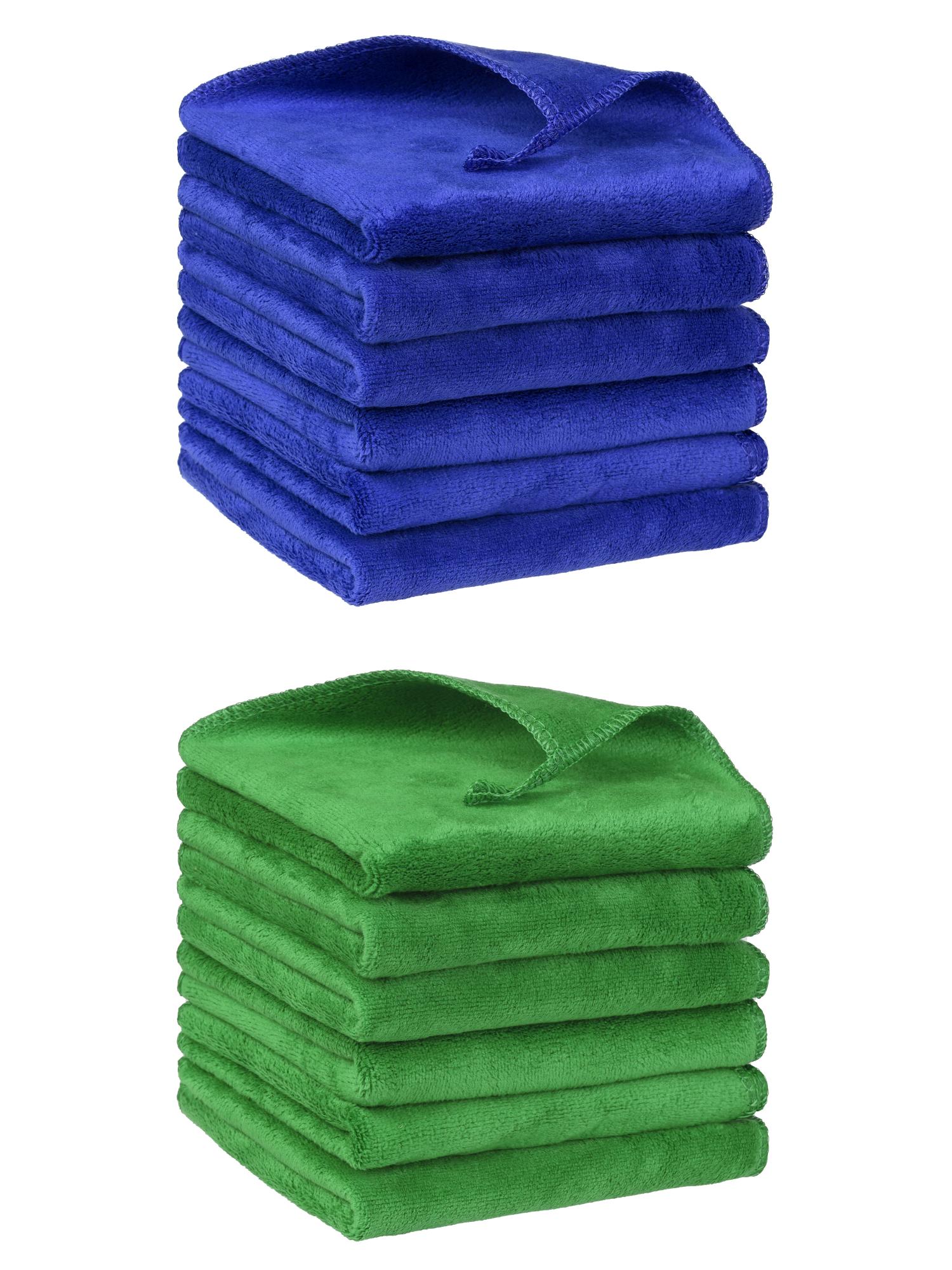 Unique Bargains 12"x12" Microfiber Thick Absorbent Dishwashing Kitchen Towels Blue, Green