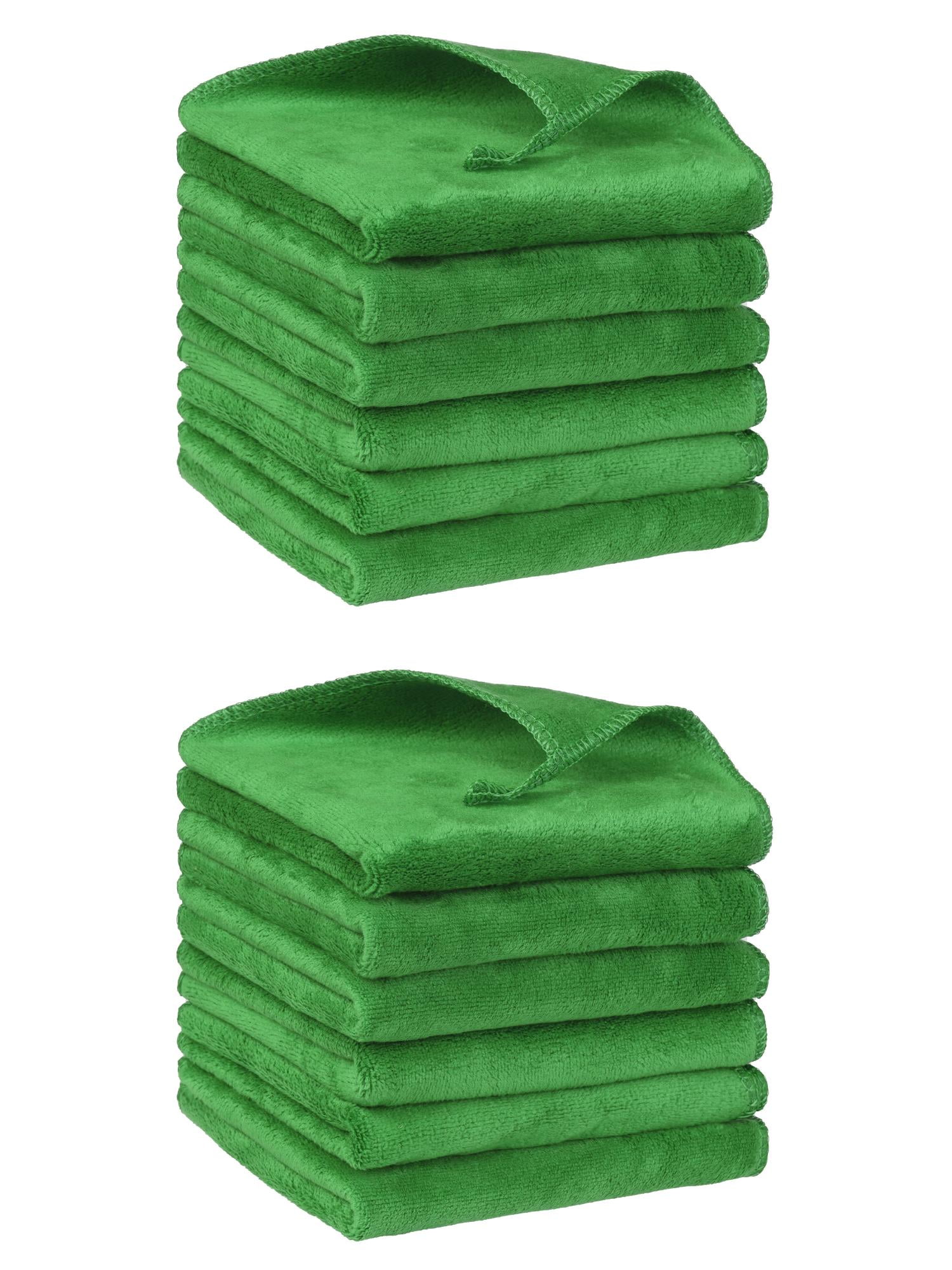 Unique Bargains 12"x12" Microfiber Thick Absorbent Dishwashing Kitchen Towels Green