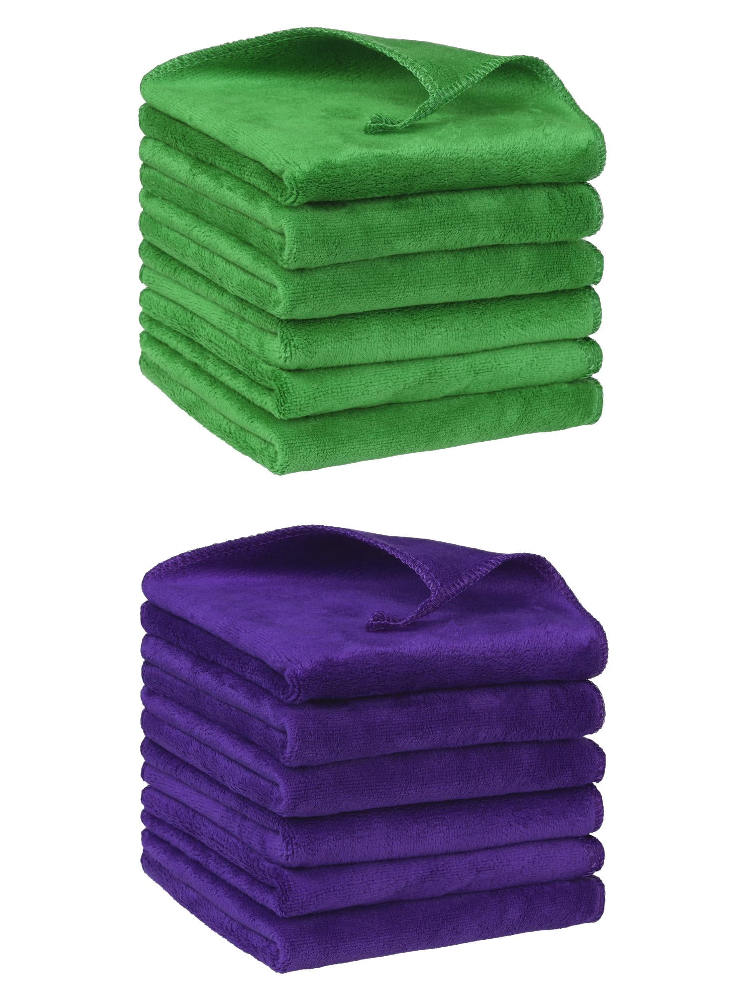 Unique Bargains 12"x12" Microfiber Thick Absorbent Dishwashing Kitchen Towels Purple,Green