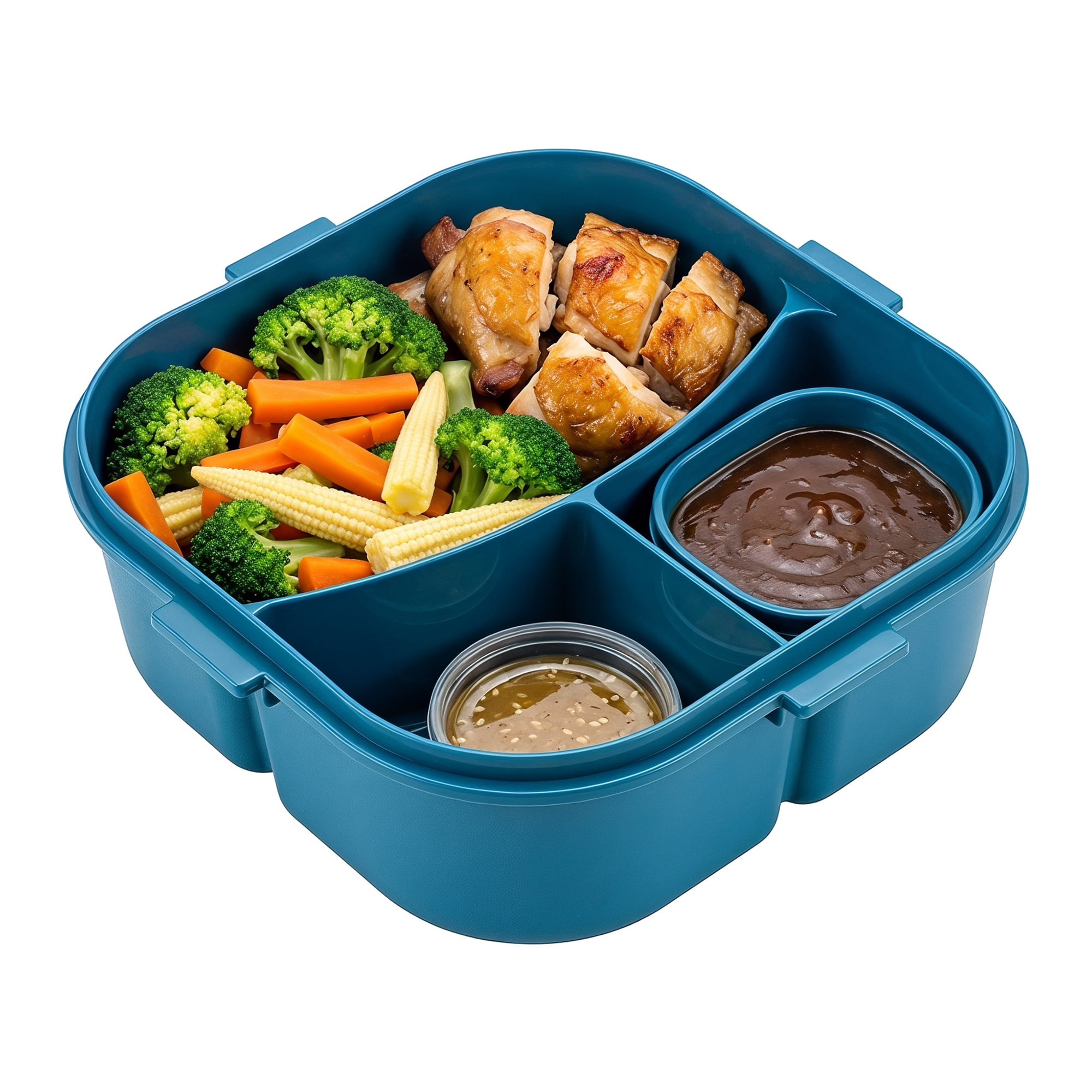 Unique Bargains 1200ml Leak-Proof Meal Prep Lunch Bento Box Blue-3