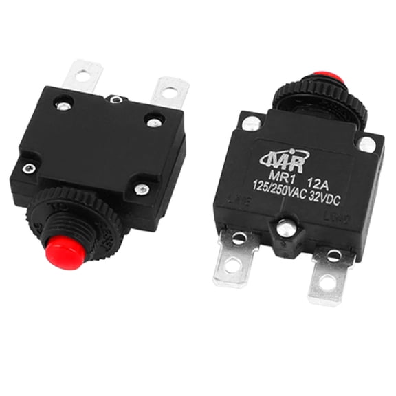 Unique Bargains 125V/250V 12A NC Hand Reset Button Overload Protector Circuit Breaker 2Pcs
