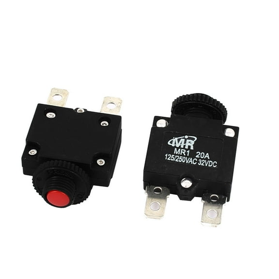 Unique Bargains 125V/250V 20A NC Hand Reset Button Overload Protector Circuit Breaker 2Pcs