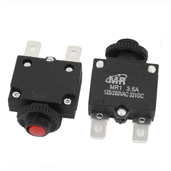Unique Bargains 125V/250V 3.5A Red Reset Button Overload Protector Circuit Breaker 2Pcs
