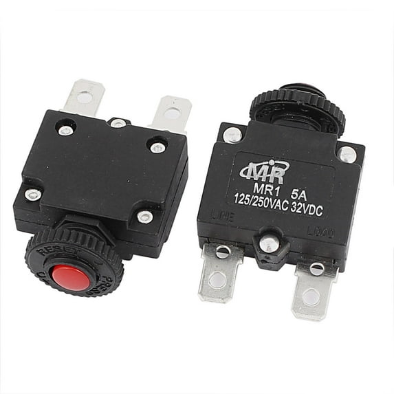 Unique Bargains 125V/250V 5A NC Hand Reset Button Overload Protector Circuit Breaker 2Pcs