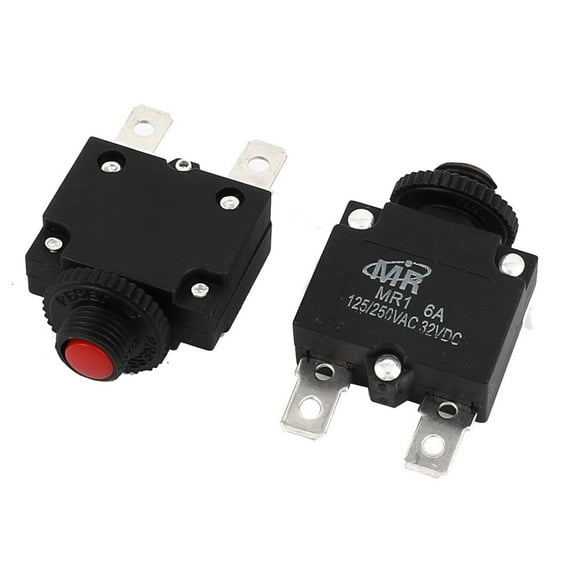Unique Bargains 125V/250V 6A Red Reset Button Overload Protector Circuit Breaker 2Pcs