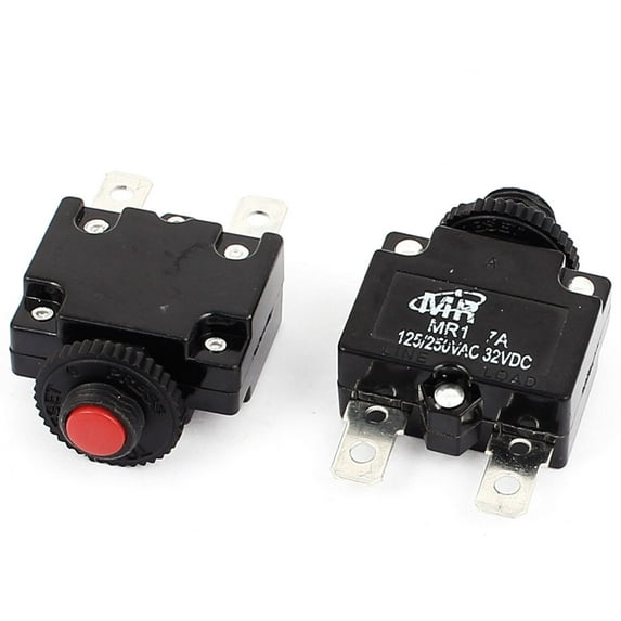 Unique Bargains 125V/250V 7A NC Hand Reset Button Overload Protector Circuit Breaker 2Pcs