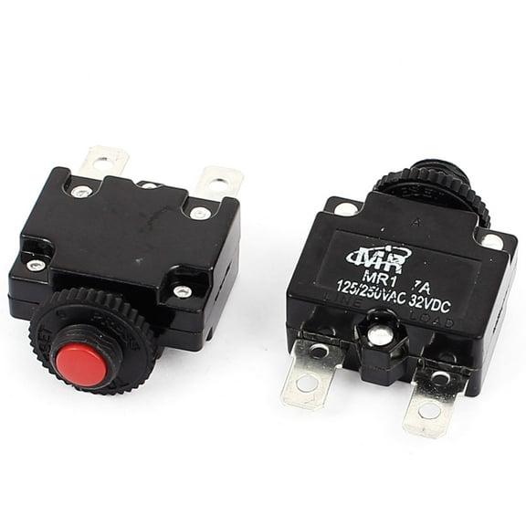 Unique Bargains 125V/250V 7A NC Hand Reset Button Overload Protector Circuit Breaker 2Pcs
