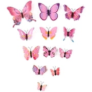 Unique Bargains 12Pcs 3D Butterfly Wall Sticker Decal Removable DIY Art
