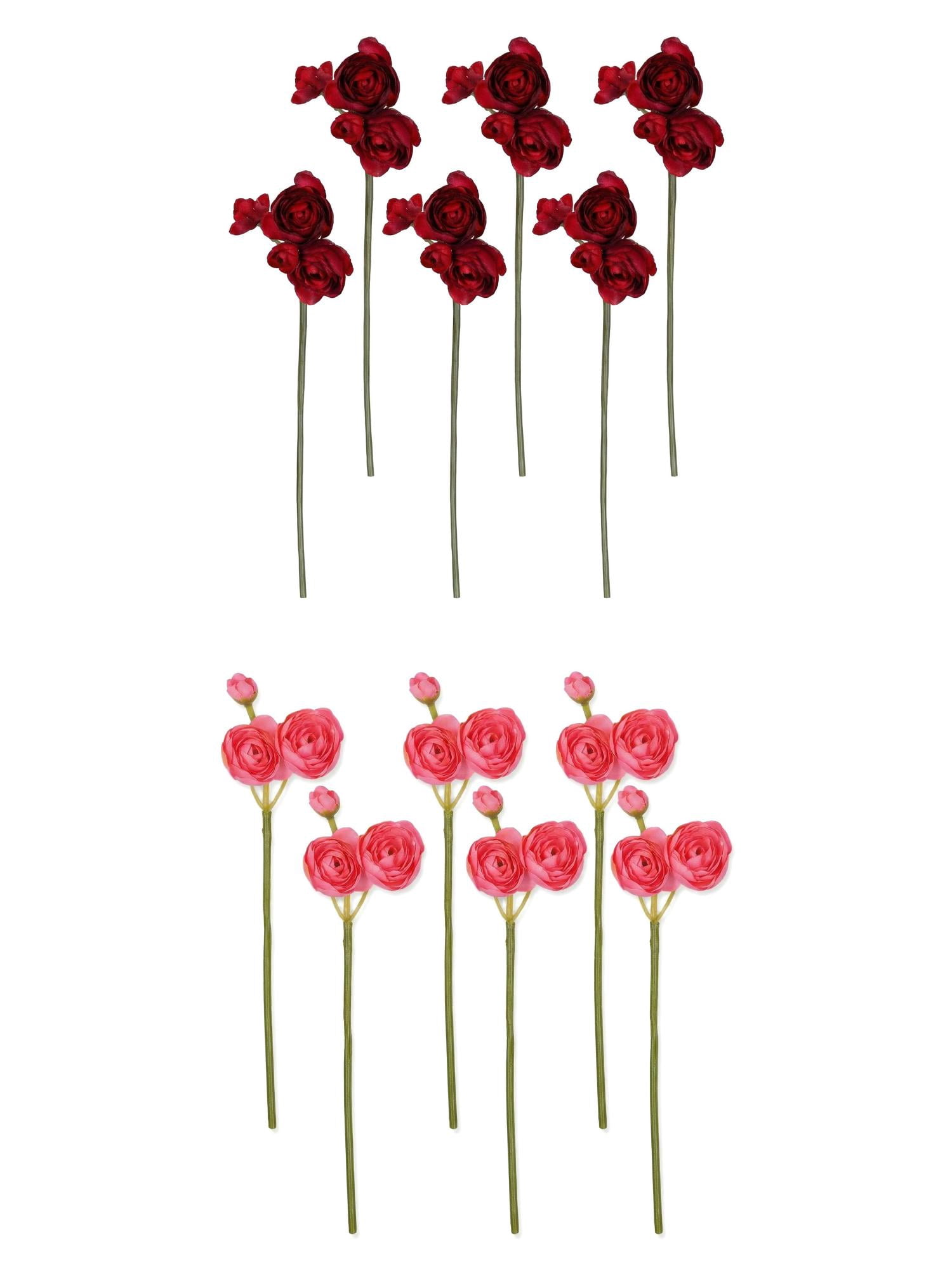 Unique Bargains 12Pcs Artificial Bouquet Faux Berry Greenery Stems Dark Pink Dark Red 10"