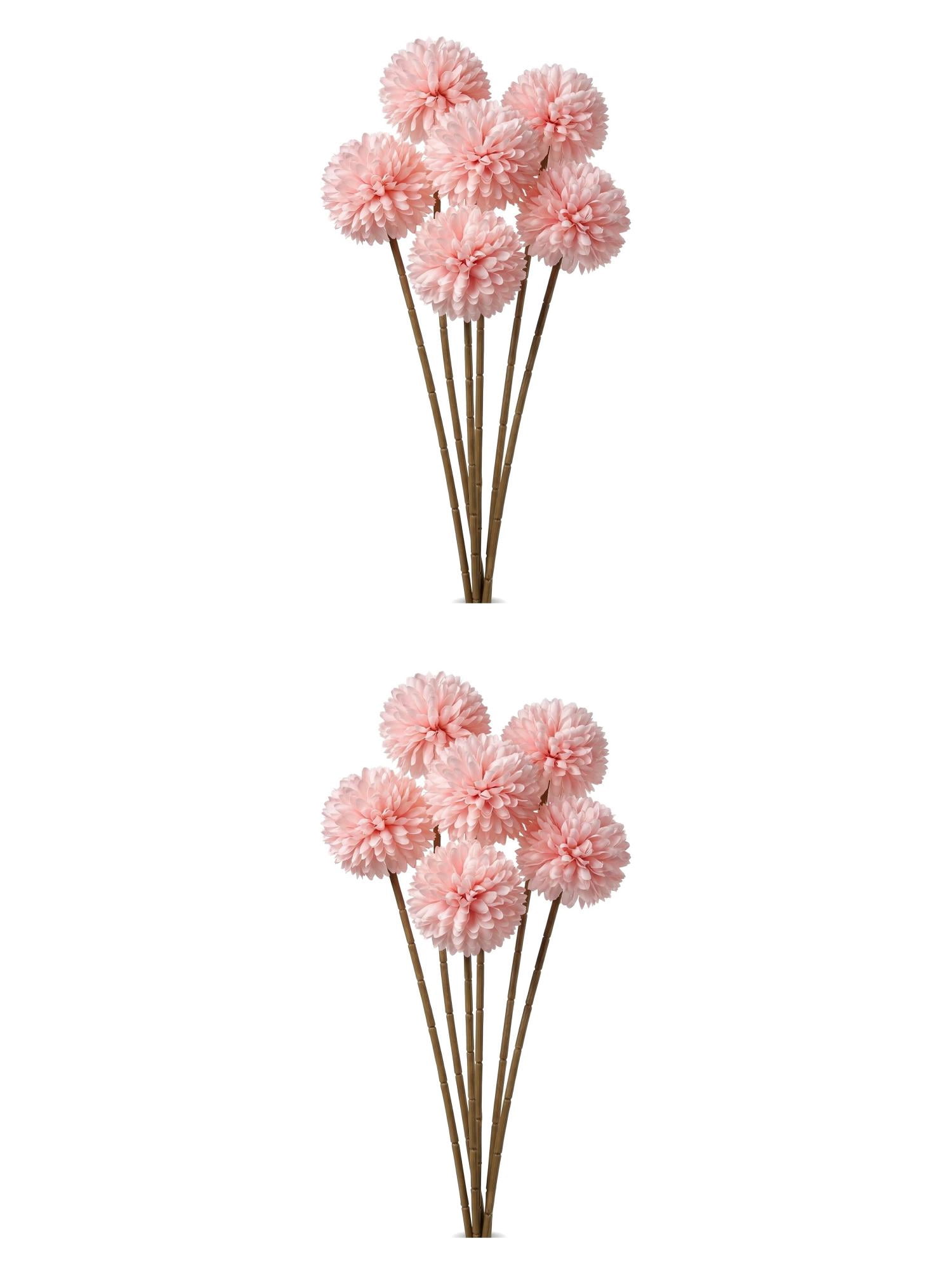 Unique Bargains 12Pcs Artificial Dandelion Flower Silk Bouquets Dark Light Pink 11.4in