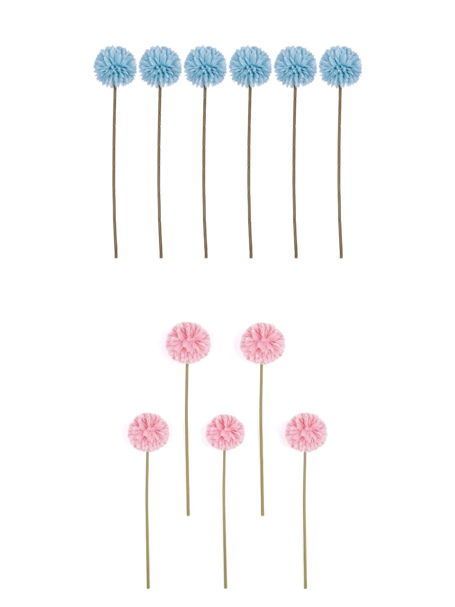 Unique Bargains 12Pcs Artificial Dandelion Flower Silk Bouquets Dark Pink Blue 11.4in
