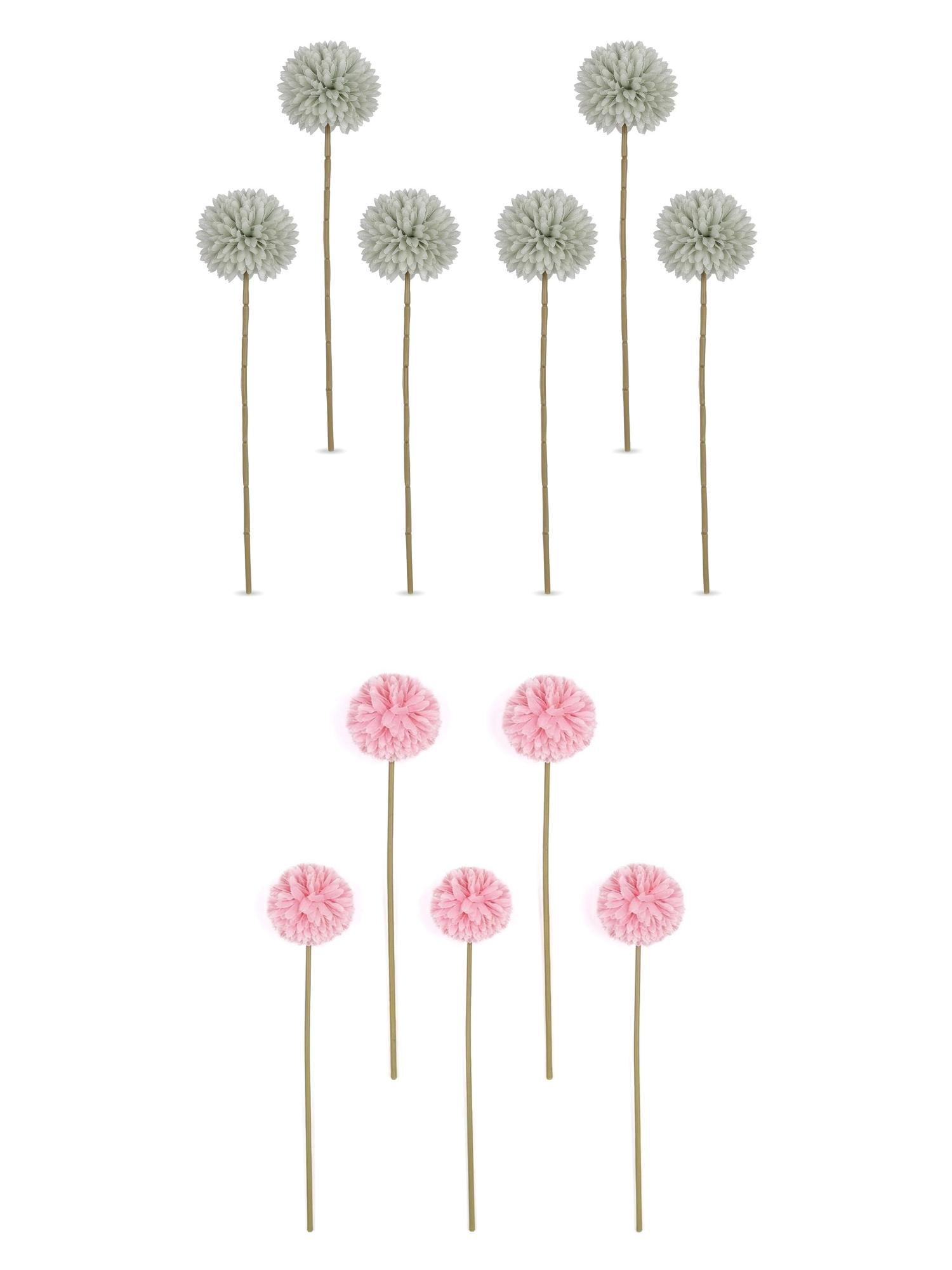 Unique Bargains 12Pcs Artificial Dandelion Flower Silk Bouquets Dark Pink Green 11.4in