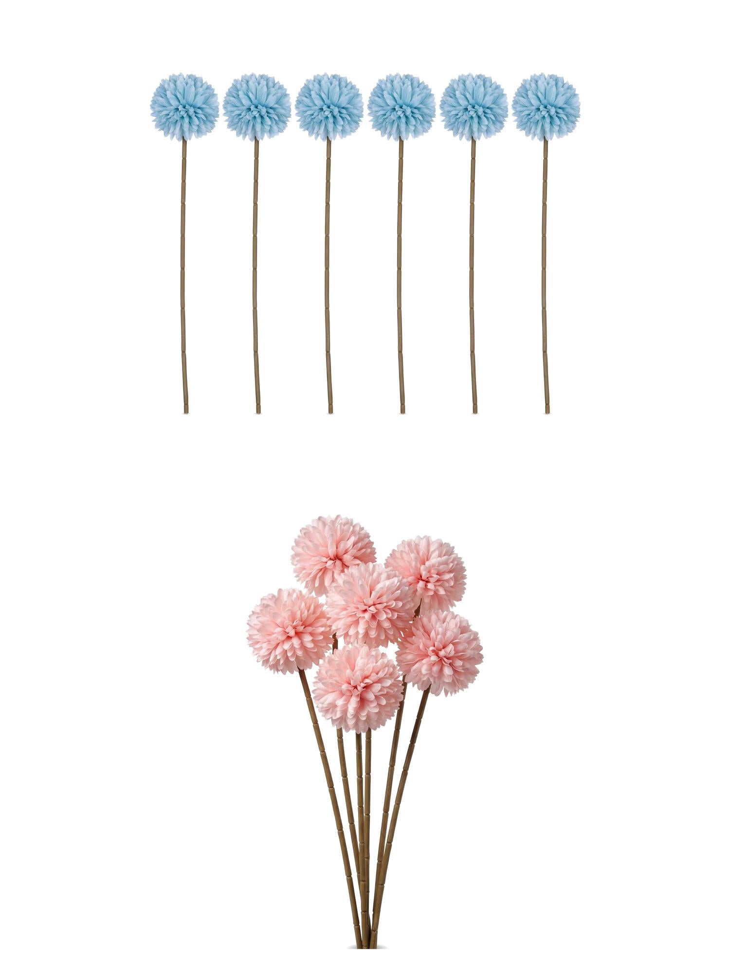 Unique Bargains 12Pcs Artificial Dandelion Flower Silk Bouquets Light Pink Blue 11.4in