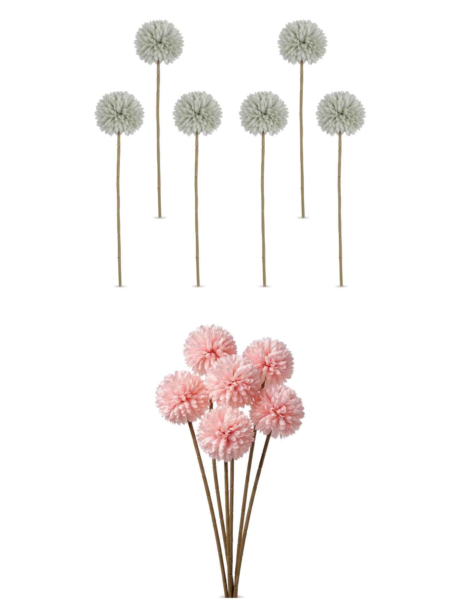 Unique Bargains 12Pcs Artificial Dandelion Flower Silk Bouquets Light Pink Green 11.4in