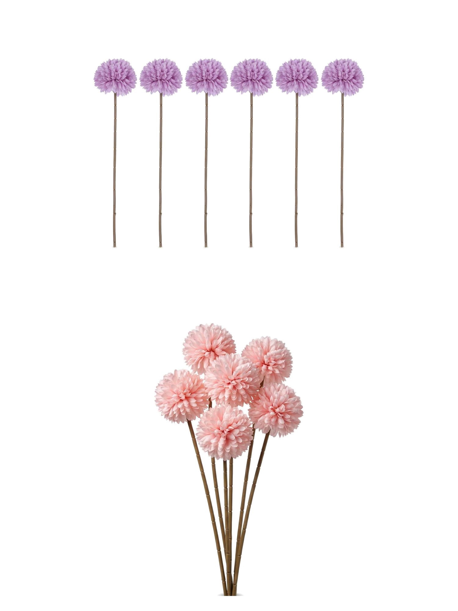 Unique Bargains 12Pcs Artificial Dandelion Flower Silk Bouquets Light Pink Purple 11.4in