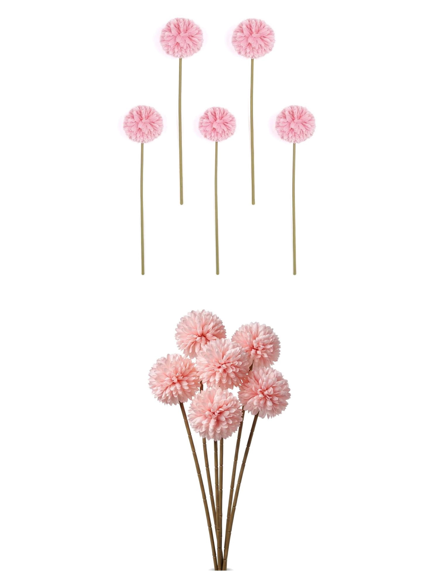 Unique Bargains 12Pcs Artificial Dandelion Flower Silk Bouquets Pink 11.4in