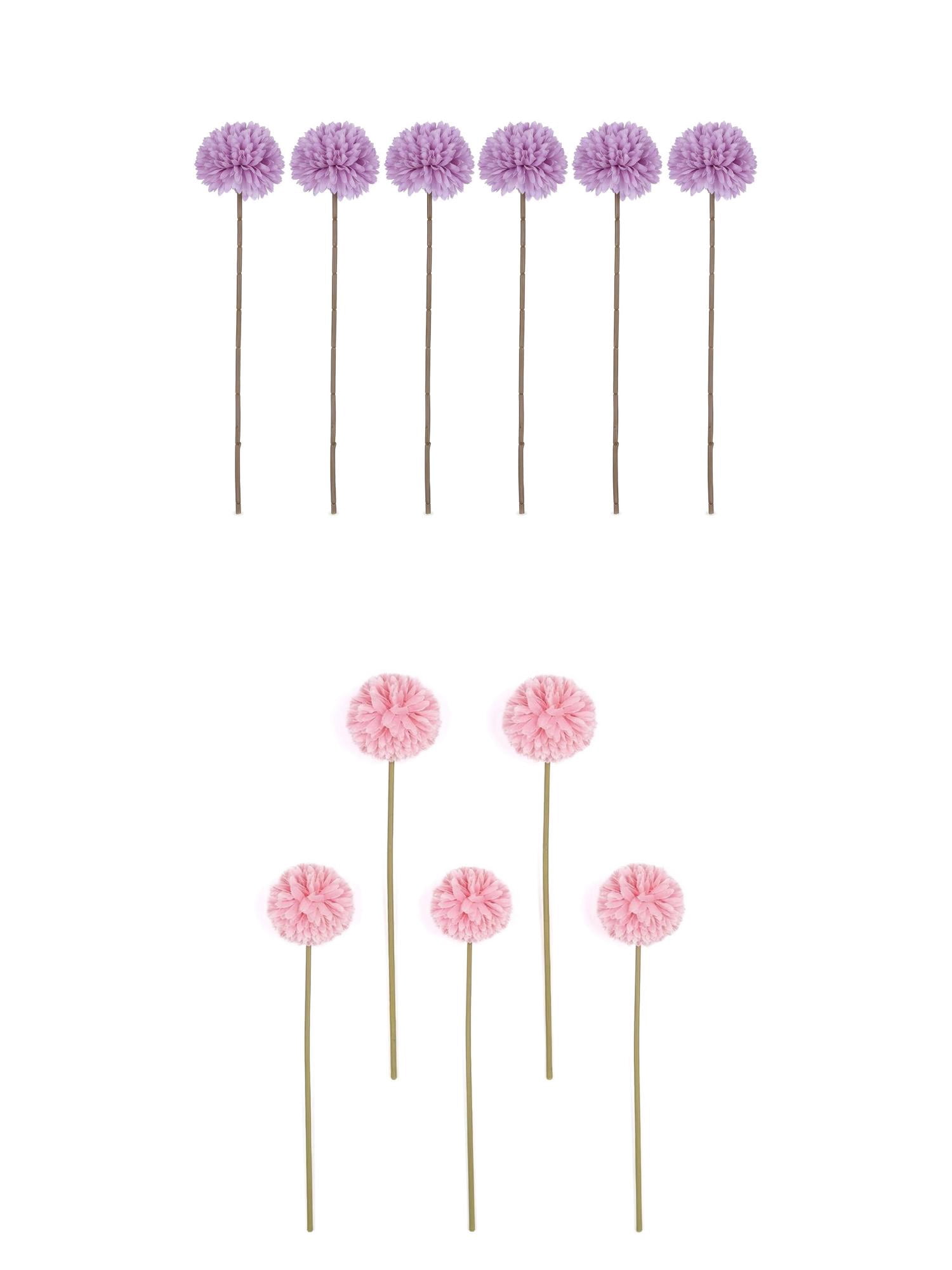 Unique Bargains 12Pcs Artificial Dandelion Flower Silk Bouquets Pink Purple 11.4in