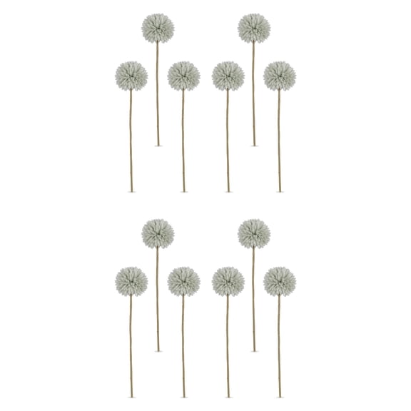 Unique Bargains 12Pcs Artificial Dandelion Flower Silk Pompon Bouquet Green 11.4in