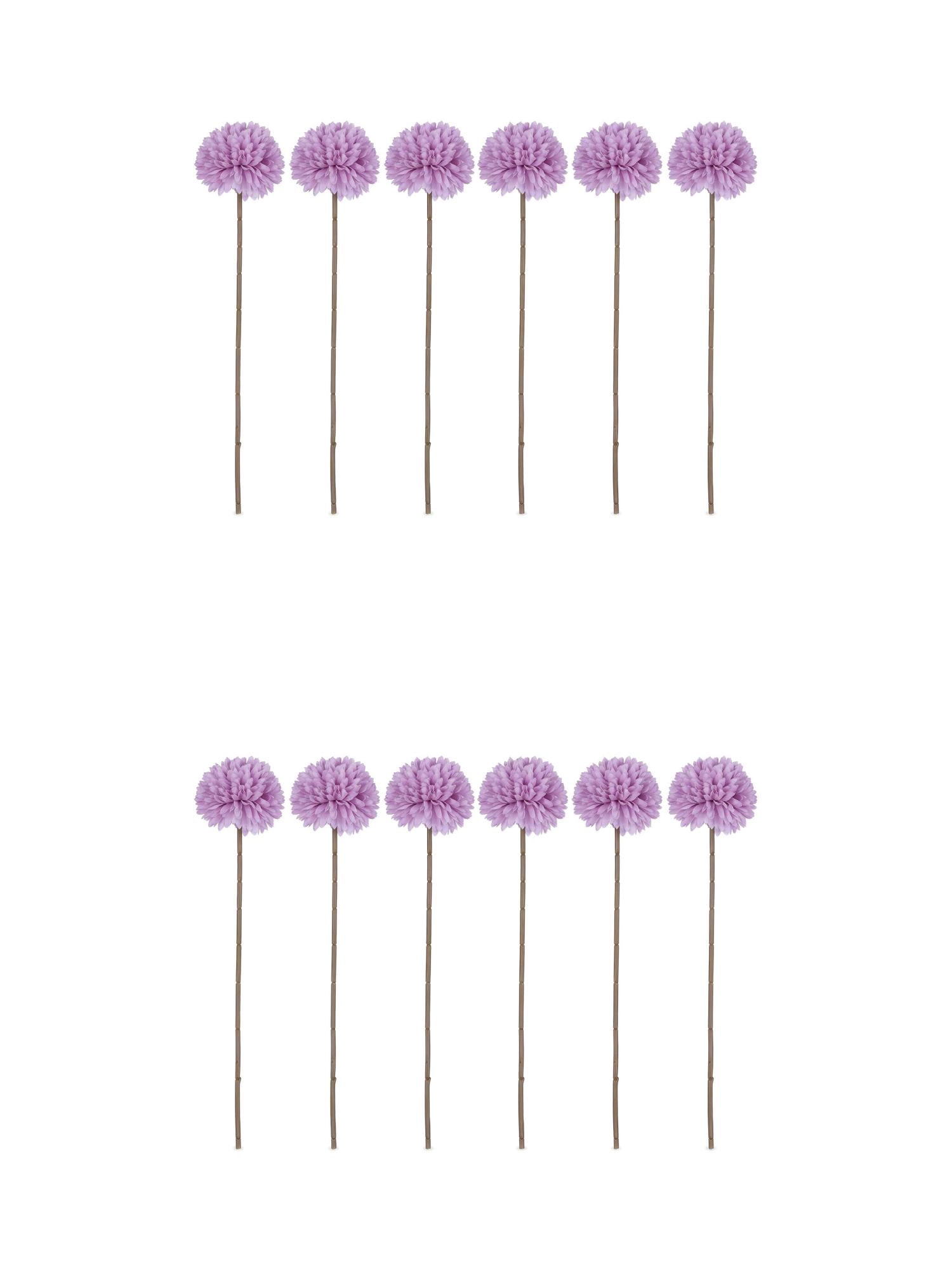Unique Bargains 12Pcs Artificial Dandelion Flower Silk Pompon Bouquet Purple 11.4in