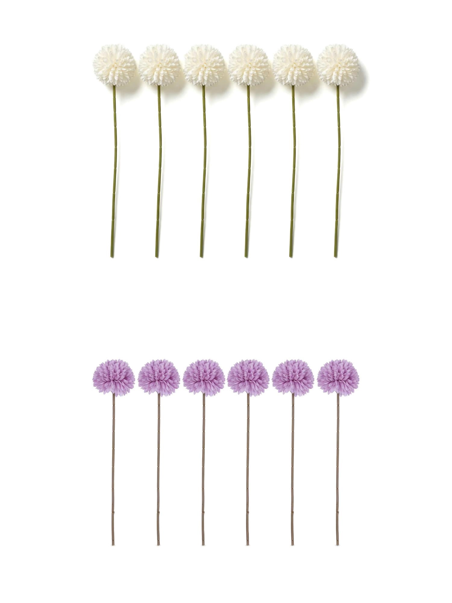 Unique Bargains 12Pcs Artificial Dandelion Flower Silk Pompon Bouquet Purple White 11.4in