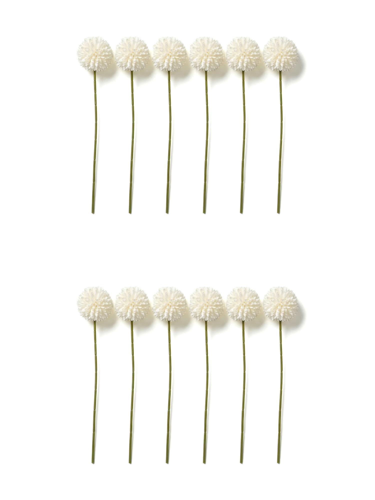 Unique Bargains 12Pcs Artificial Dandelion Flower Silk Pompon Bouquet White 11.4in