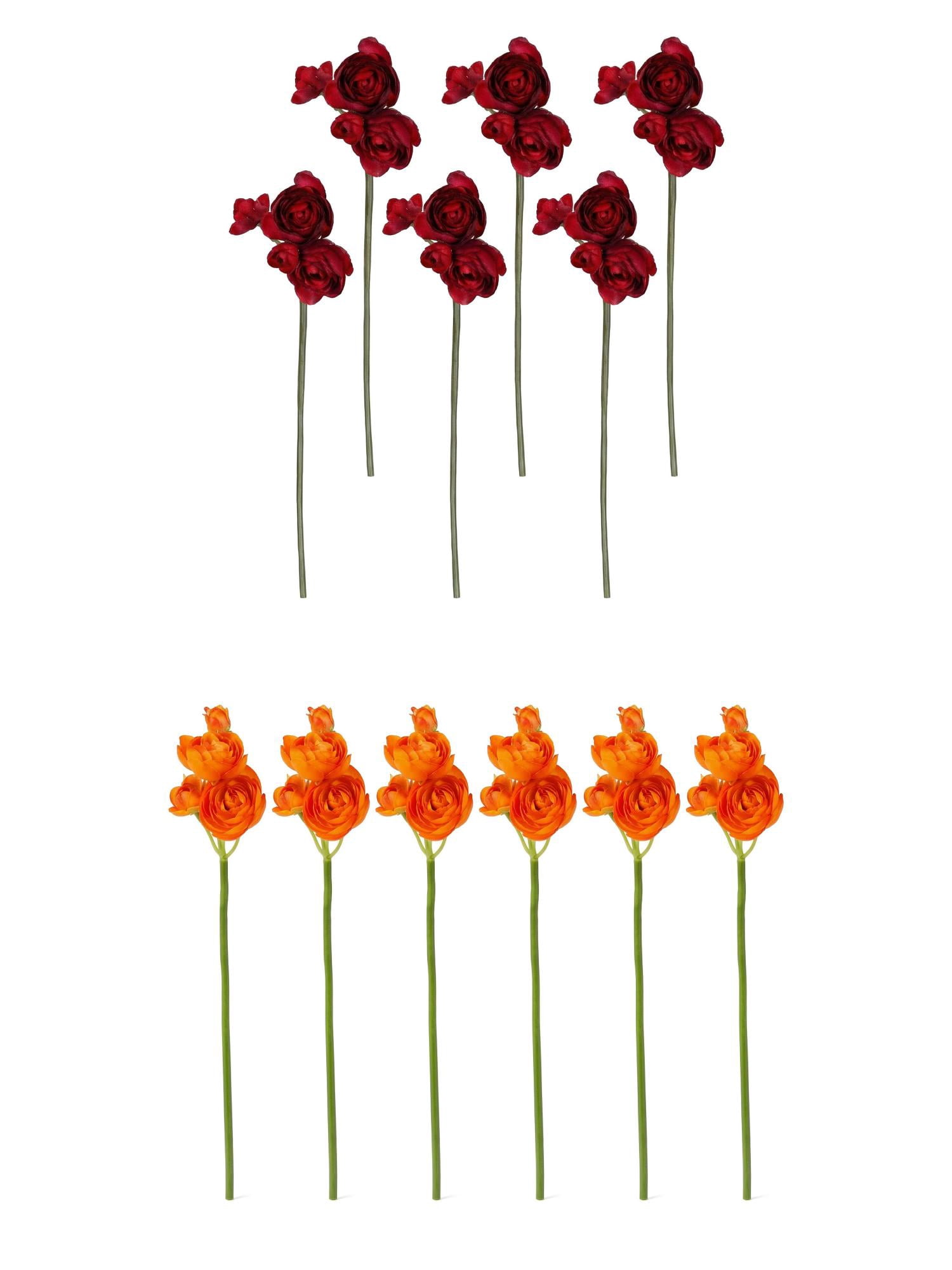 Unique Bargains 12Pcs Artificial Flower Bouquet Faux Berry Greenery Orange Dark Red 10"
