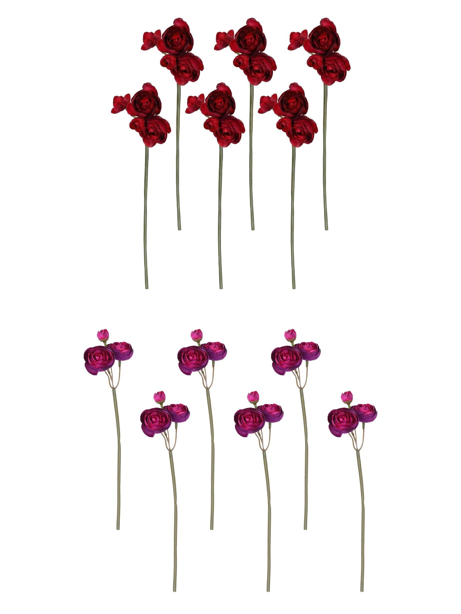 Unique Bargains 12Pcs Artificial Flower Bouquet Faux Berry Greenery Purple Dark Red 10"