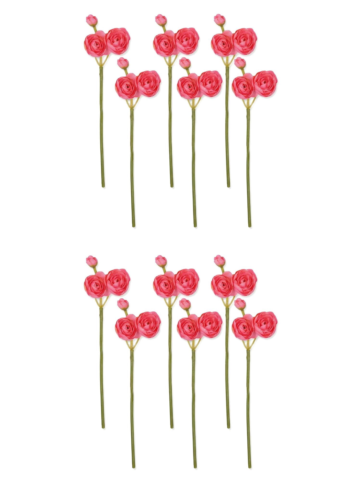 Unique Bargains 12Pcs Artificial Flower Bouquet Faux Berry Greenery Stems Dark Pink 10"