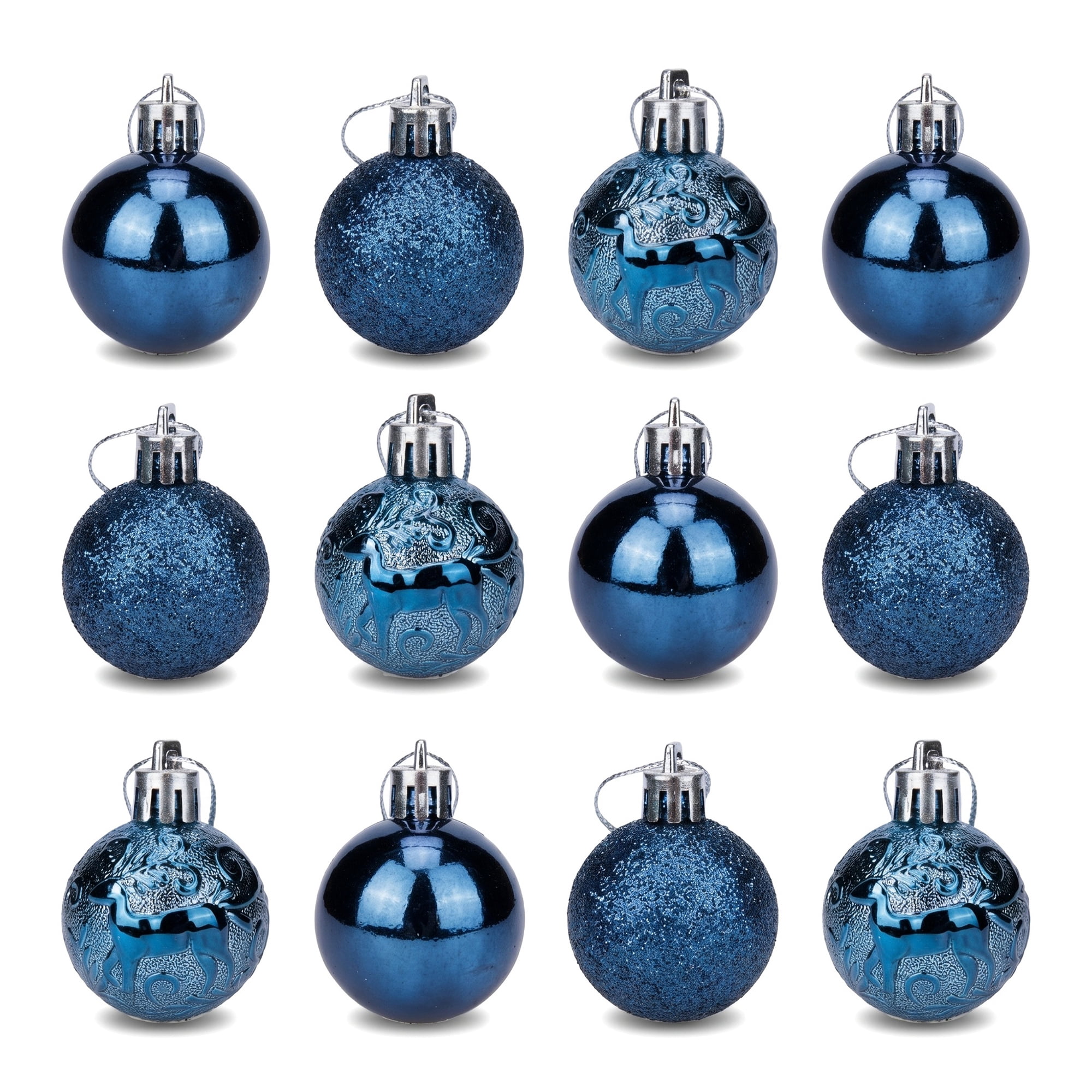 Unique Bargains 12Pcs Christmas Tree Ornaments Hanging Baubles Shatterproof Blue 1.6"
